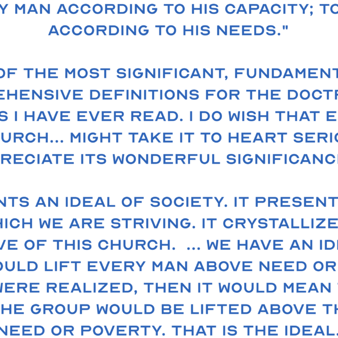 Blue text quote about church stewardship on black