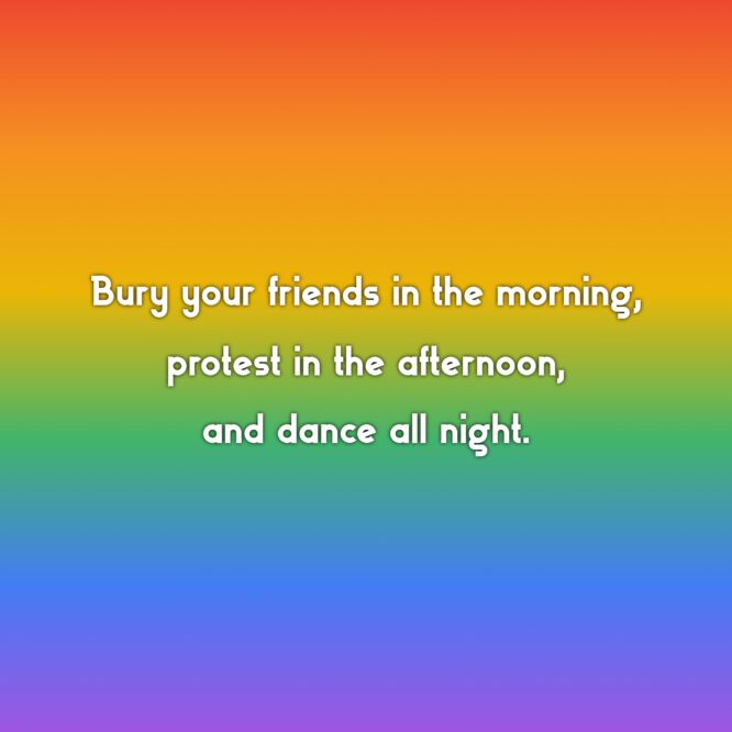 Rainbow gradient with white text quote